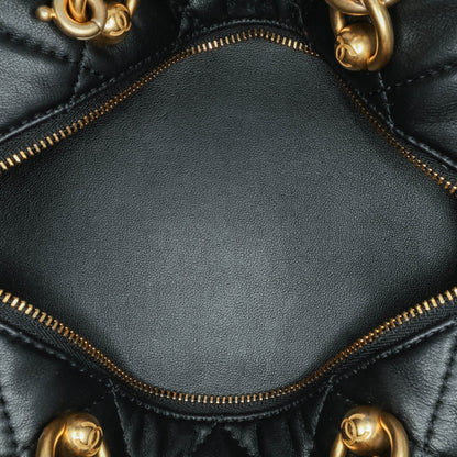 Chanel Métiers d'Art CC Quilted Lambskin Box Top Handle Satchel Black