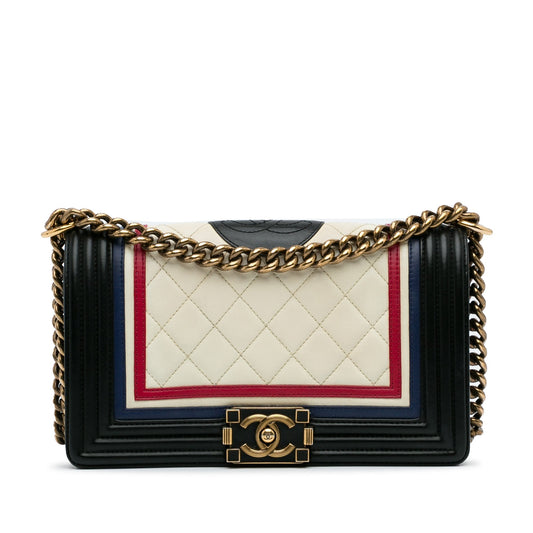 Chanel Crest-Embellished Medium Boy Bag White