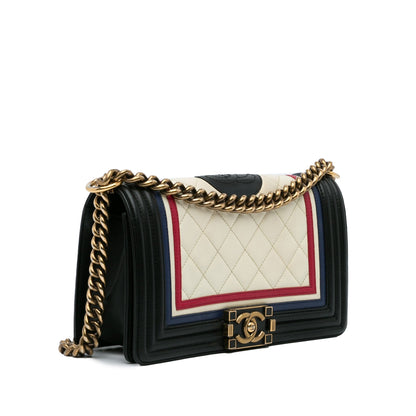 Chanel Crest-Embellished Medium Boy Bag White