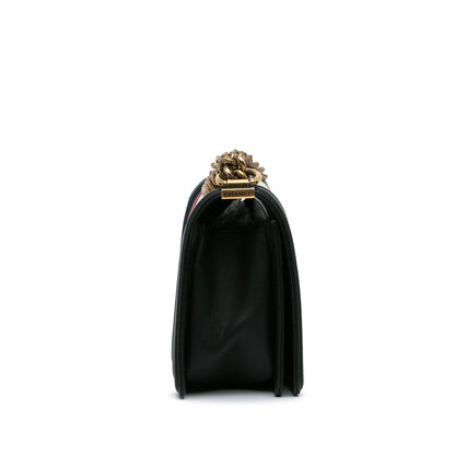 Chanel Crest-Embellished Medium Boy Bag White