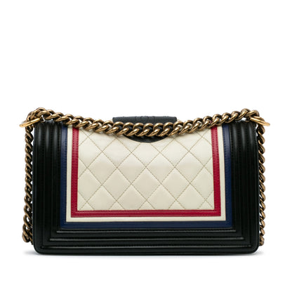 Chanel Crest-Embellished Medium Boy Bag White