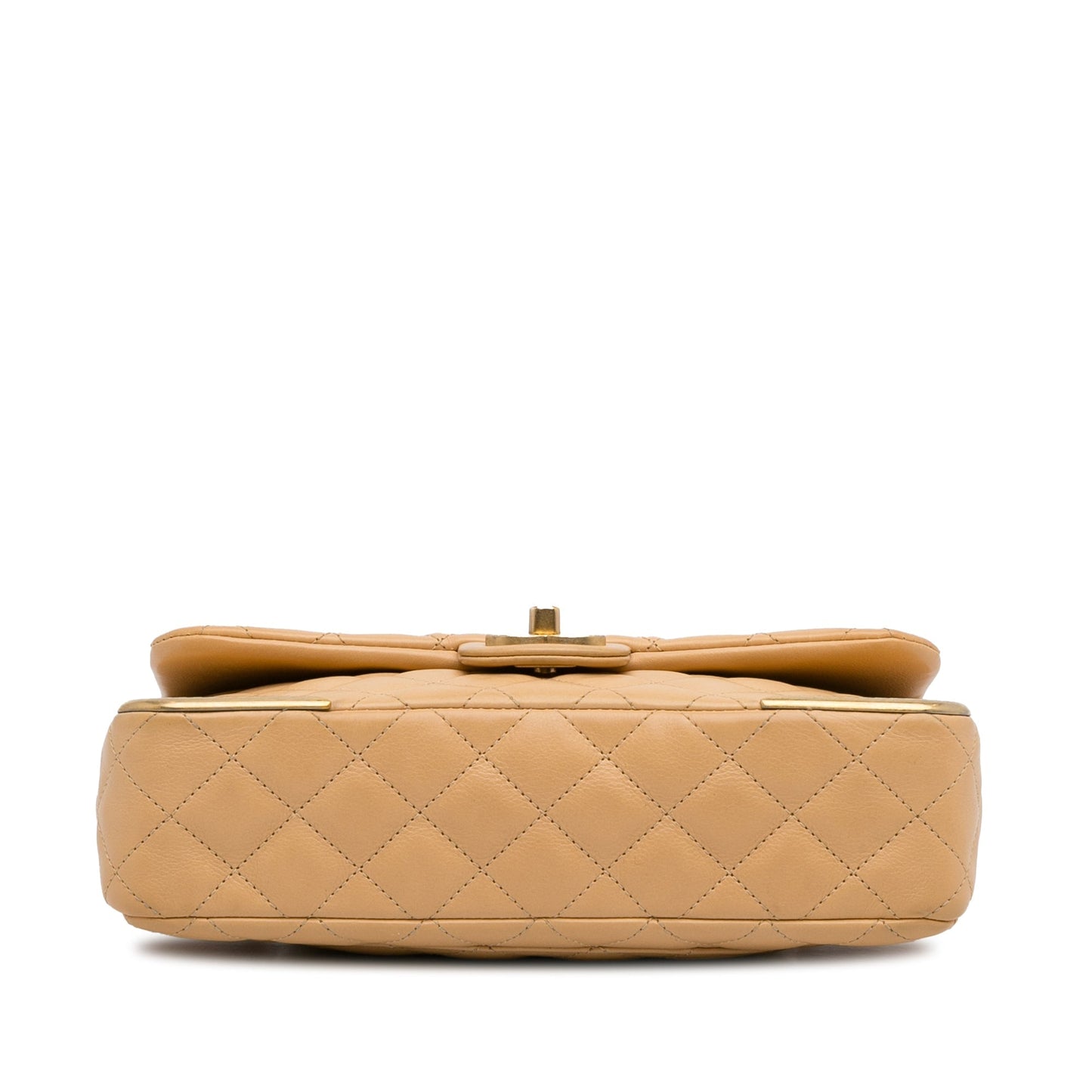 Chanel Medium Classic Lambskin Metal Edge Shoulder Bag Yellow
