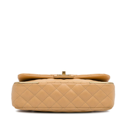 Chanel Medium Classic Lambskin Metal Edge Shoulder Bag Yellow