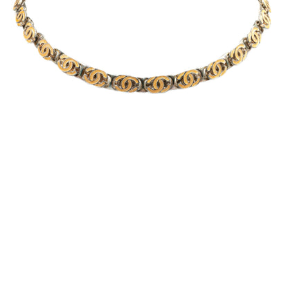 Chanel Brass Enamel CC Chain Necklace Yellow