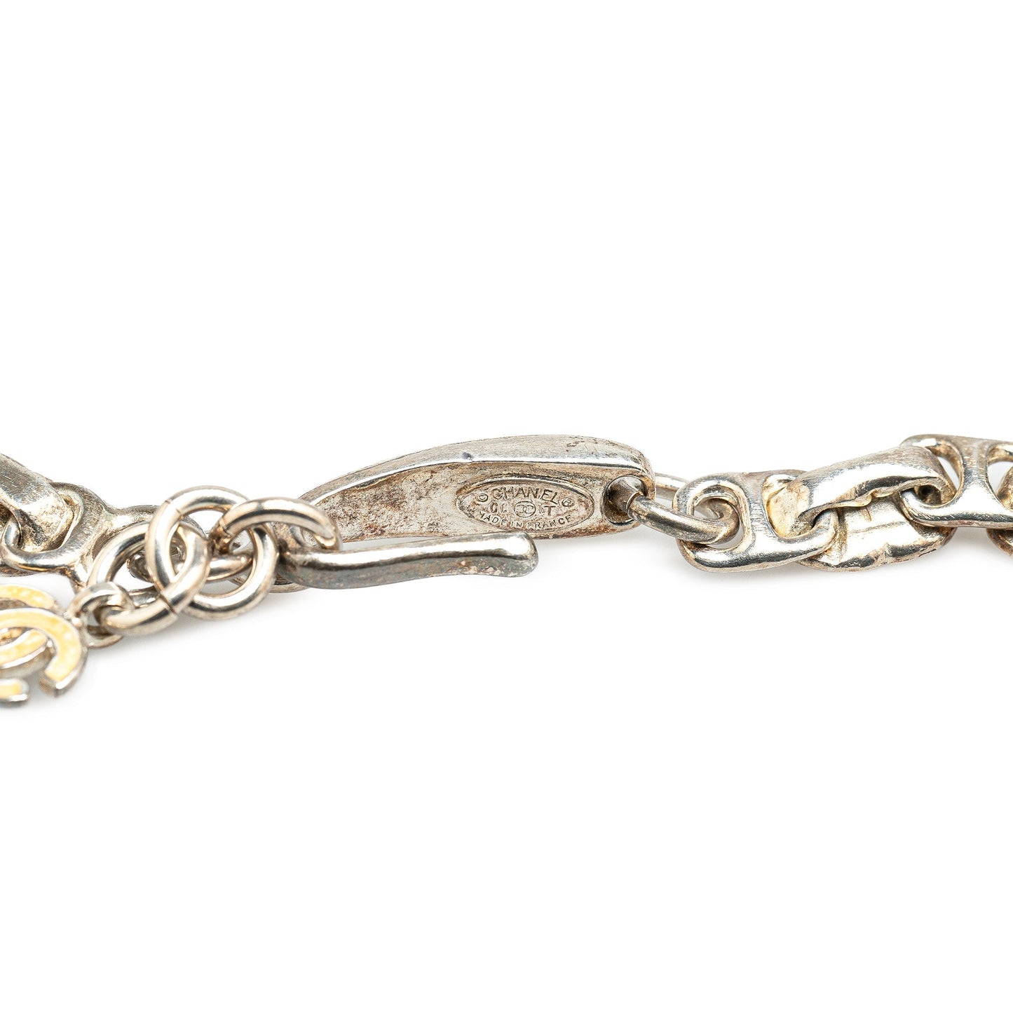 Chanel Brass Enamel CC Chain Necklace Yellow