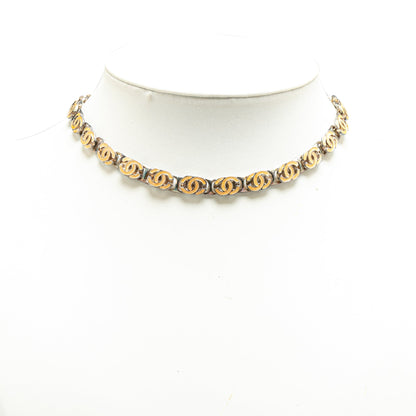 Chanel Brass Enamel CC Chain Necklace Yellow