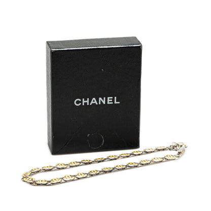 Chanel Brass Enamel CC Chain Necklace Yellow