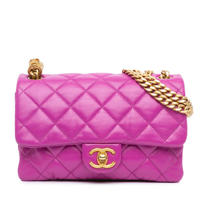 Chanel Small Quilted Lambskin Pillow Crush Flap Purple