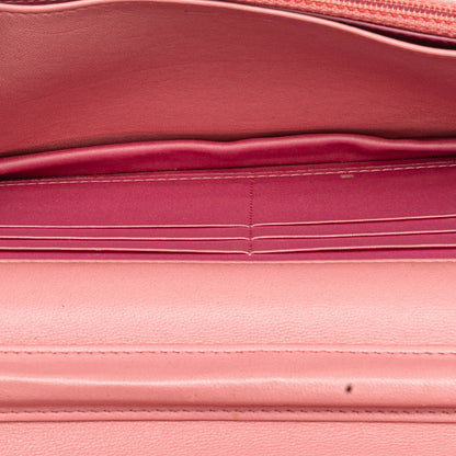 Chanel Embossed Lambskin Camellia Wallet On Chain Pink