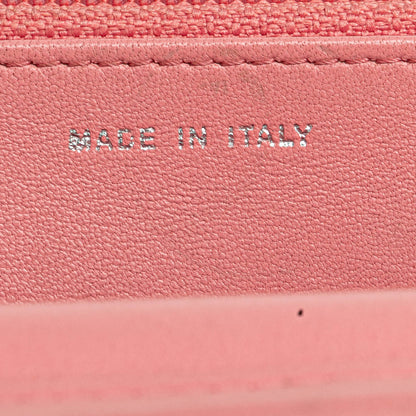 Chanel Embossed Lambskin Camellia Wallet On Chain Pink