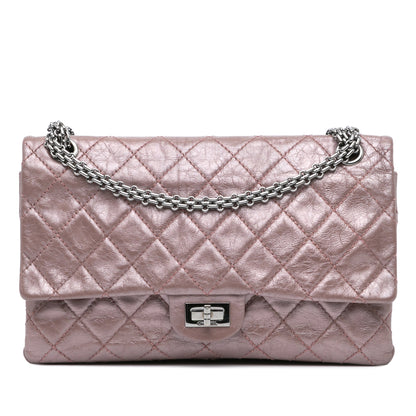 Chanel Reissue 2.55 Aged Metallic Calfskin Double Flap 226 Pink