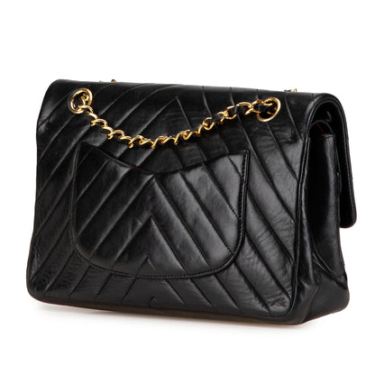 Chanel Medium Classic Chevron Lambskin Double Flap Black