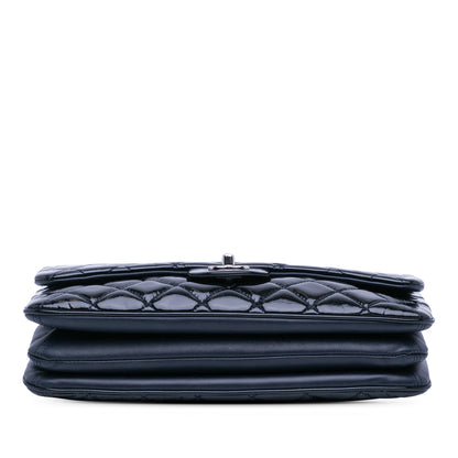 Chanel Jumbo Patent 3 Accordion Flap Blue