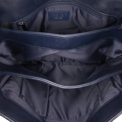 Chanel Jumbo Patent 3 Accordion Flap Blue