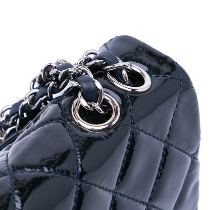 Chanel Jumbo Patent 3 Accordion Flap Blue
