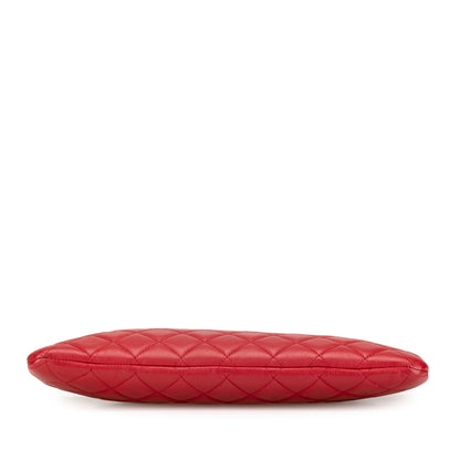 Chanel Medium Quilted Caviar Boy O Case Clutch Red