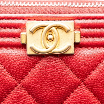 Chanel Medium Quilted Caviar Boy O Case Clutch Red