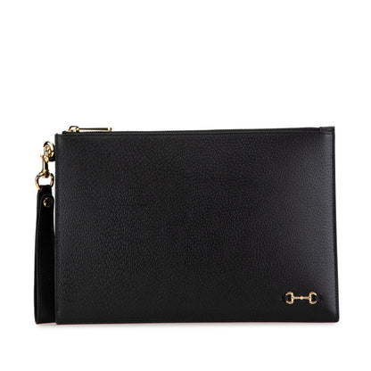 Gucci Leather Horsebit 1955 Zip Clutch Black