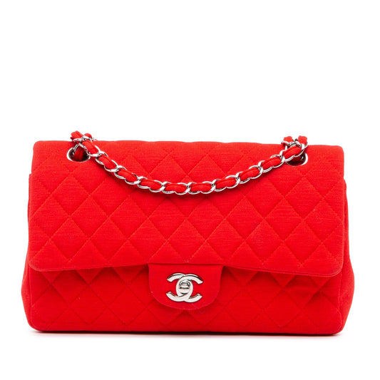 Chanel Medium Classic Jersey Double Flap Red
