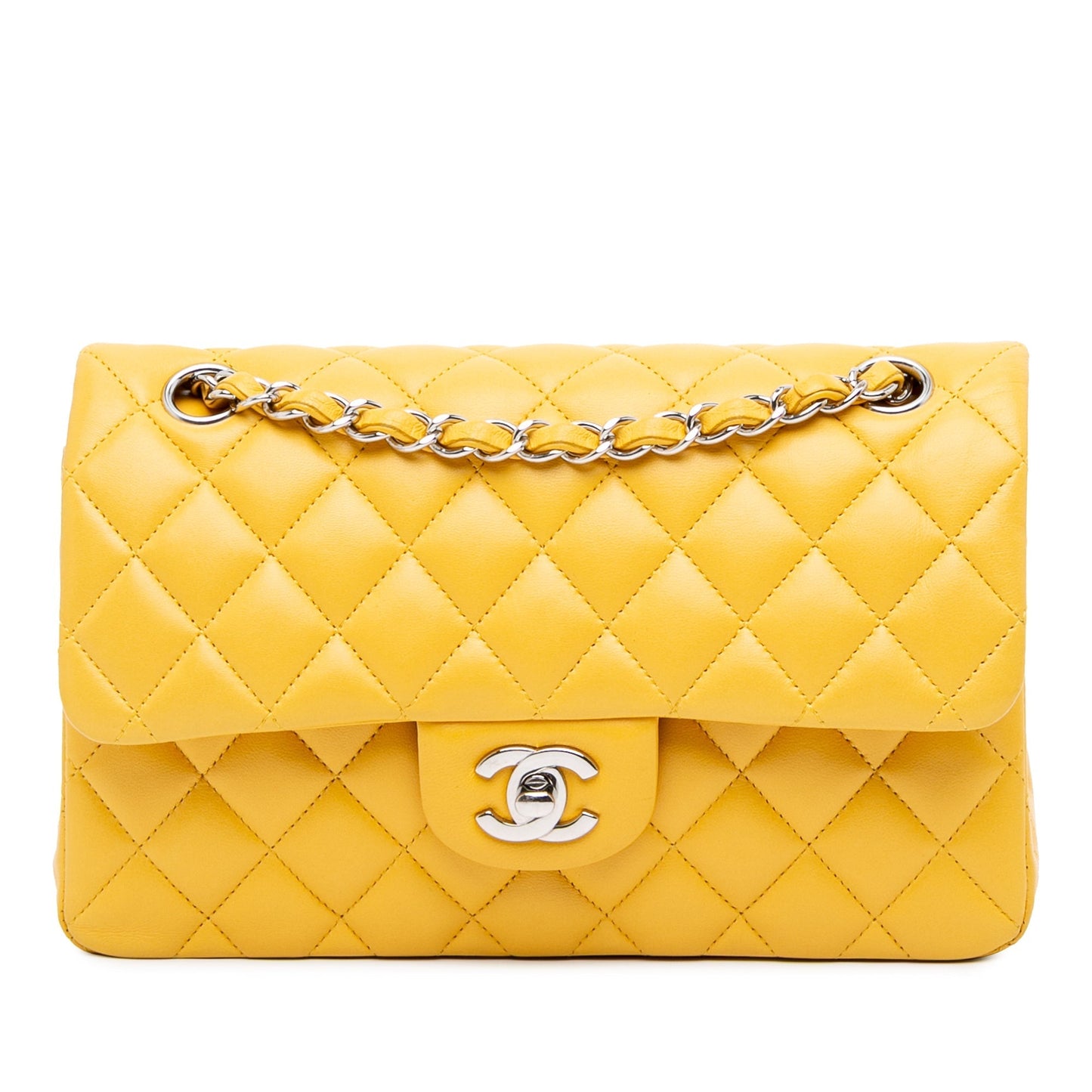Chanel Small Classic Lambskin Double Flap Yellow