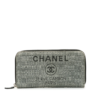 Chanel Tweed Deauville Continental Wallet Gray