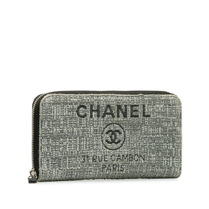Chanel Tweed Deauville Continental Wallet Gray