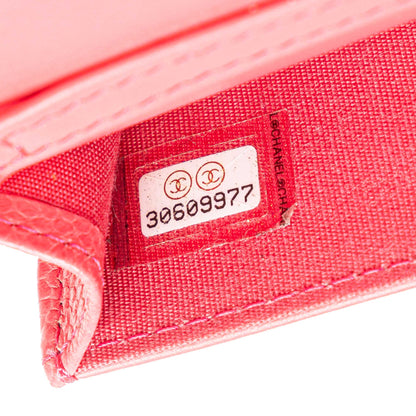 Chanel CC Caviar Camellia Wallet On Chain Pink