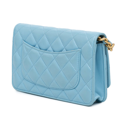 Chanel Quilted Lambskin Candy Chain Wallet on Chain Blue