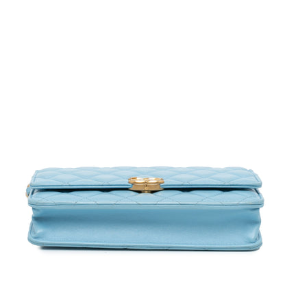 Chanel Quilted Lambskin Candy Chain Wallet on Chain Blue