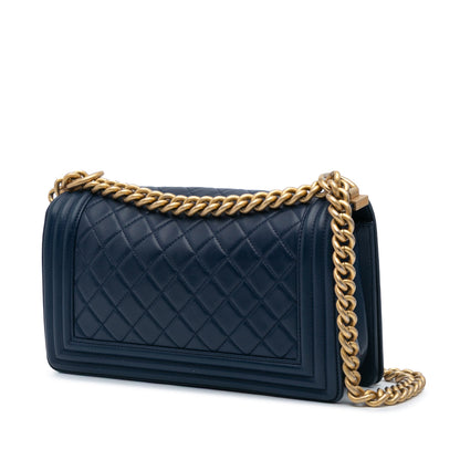 Chanel Medium Lambskin Boy Flap Blue