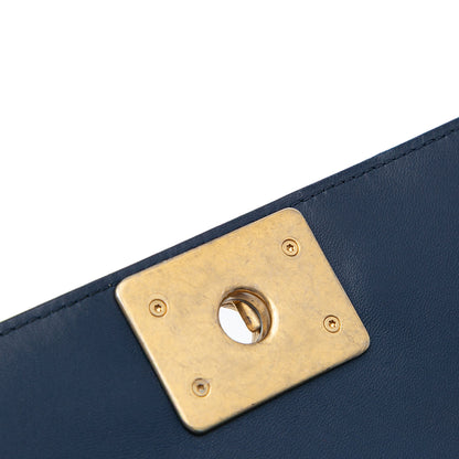 Chanel Old Medium Quilted Lambskin Boy Flap Blue
