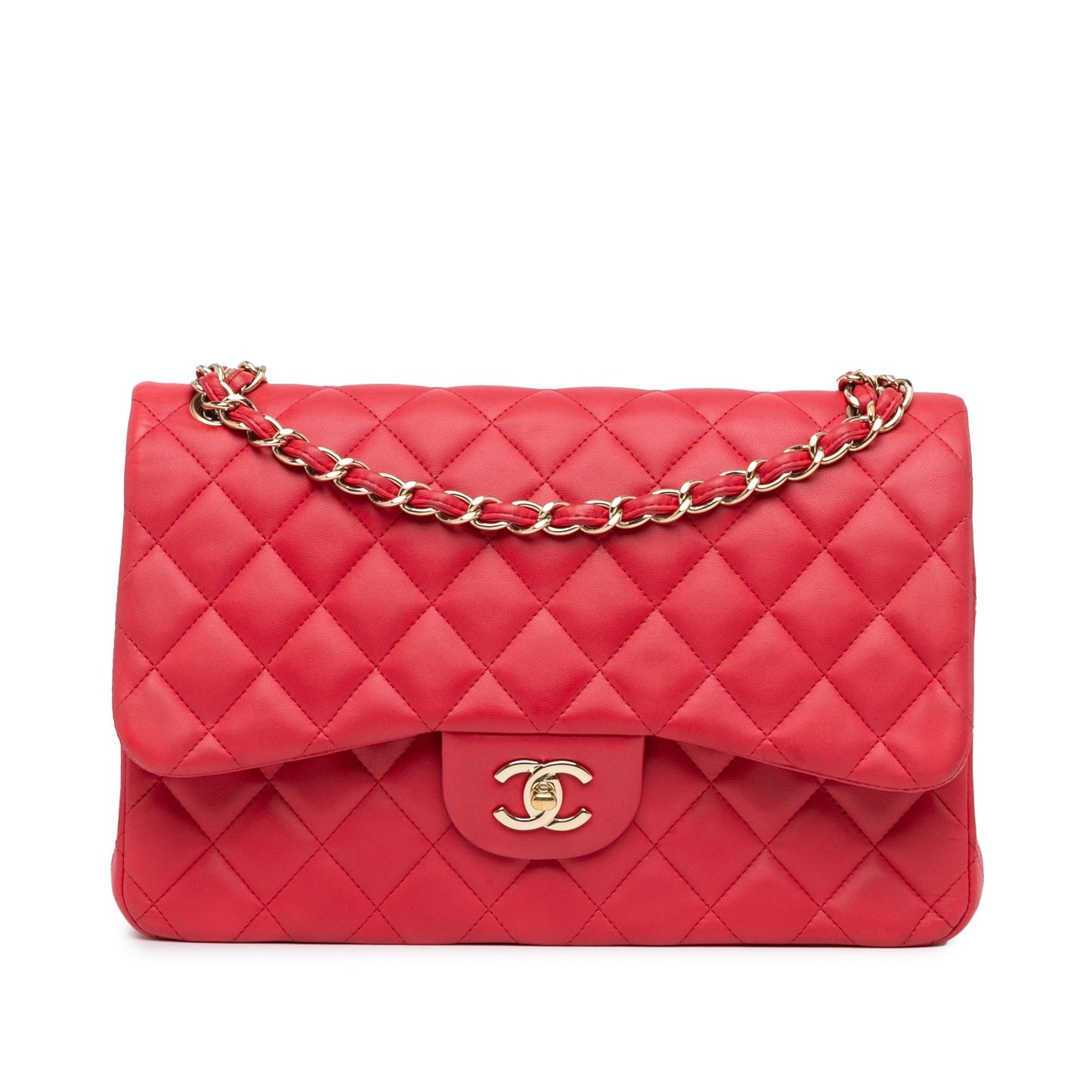Chanel Jumbo Classic Lambskin Double Flap Red