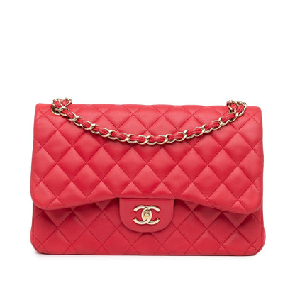 Chanel Jumbo Classic Lambskin Double Flap Red