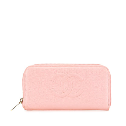 Chanel CC Caviar Continental Zip Wallet Pink