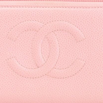 Chanel CC Caviar Continental Zip Wallet Pink