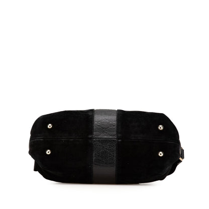 Gucci Guccissima Trimmed Suede Boston Bag Black