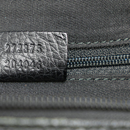 Gucci Guccissima Trimmed Suede Boston Bag Black