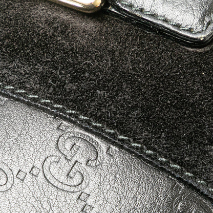 Gucci Guccissima Trimmed Suede Boston Bag Black