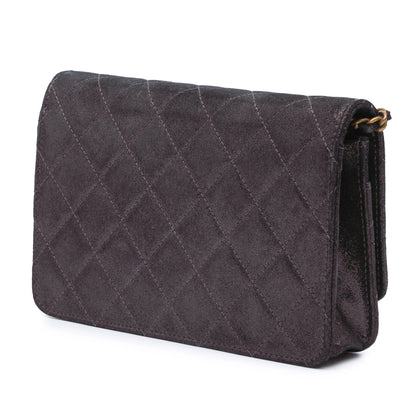 Chanel Metiers d’Art Quilted Iridescent Lambskin Tartan Button Wallet On Chain Brown