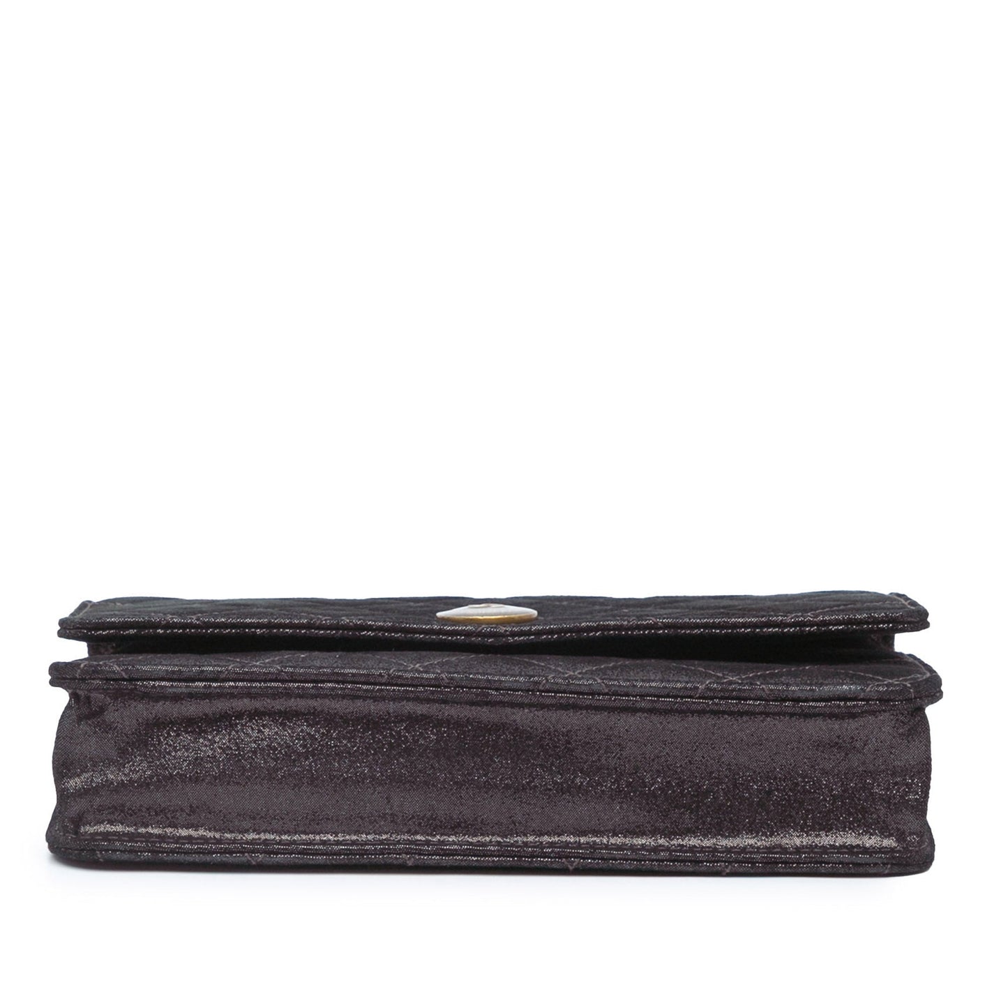 Chanel Metiers d’Art Quilted Iridescent Lambskin Tartan Button Wallet On Chain Brown