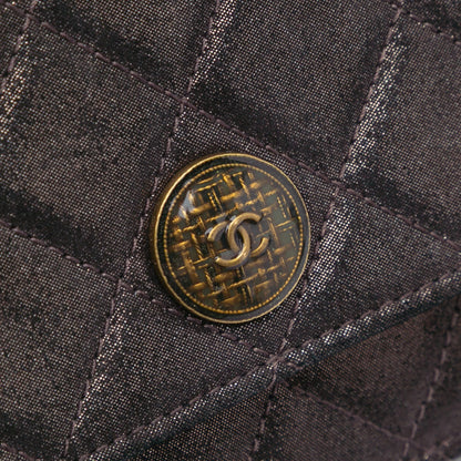 Chanel Metiers d’Art Quilted Iridescent Lambskin Tartan Button Wallet On Chain Brown