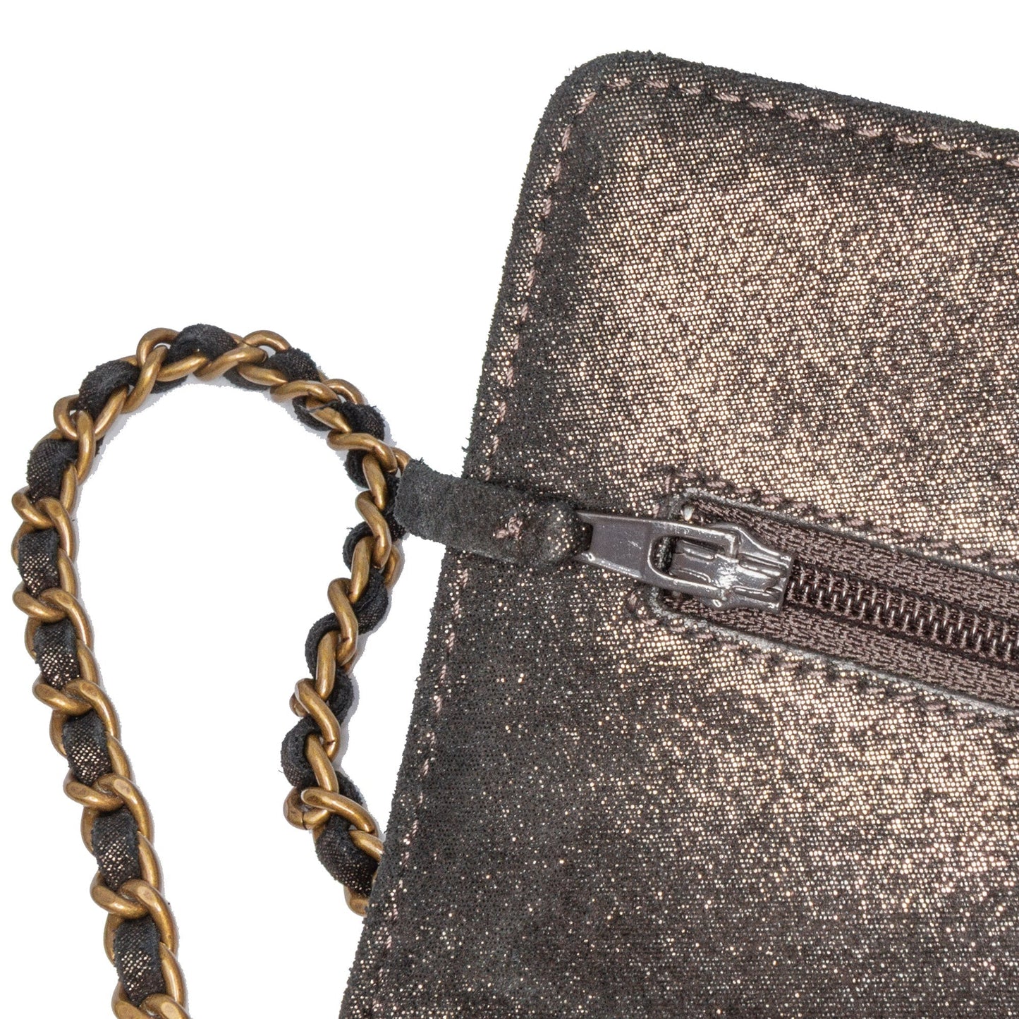 Chanel Metiers d’Art Quilted Iridescent Lambskin Tartan Button Wallet On Chain Brown