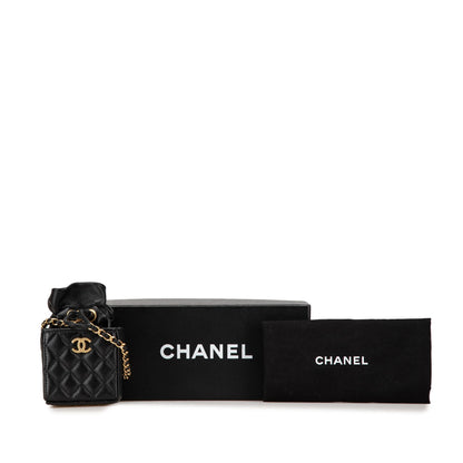 Chanel Mini Quilted Calfskin Drawstring Bucket Bag Black
