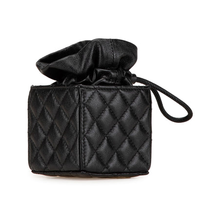 Chanel Mini Quilted Calfskin Drawstring Bucket Bag Black