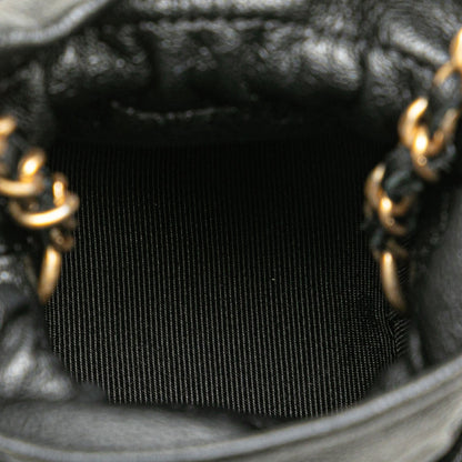 Chanel Mini Quilted Calfskin Drawstring Bucket Bag Black