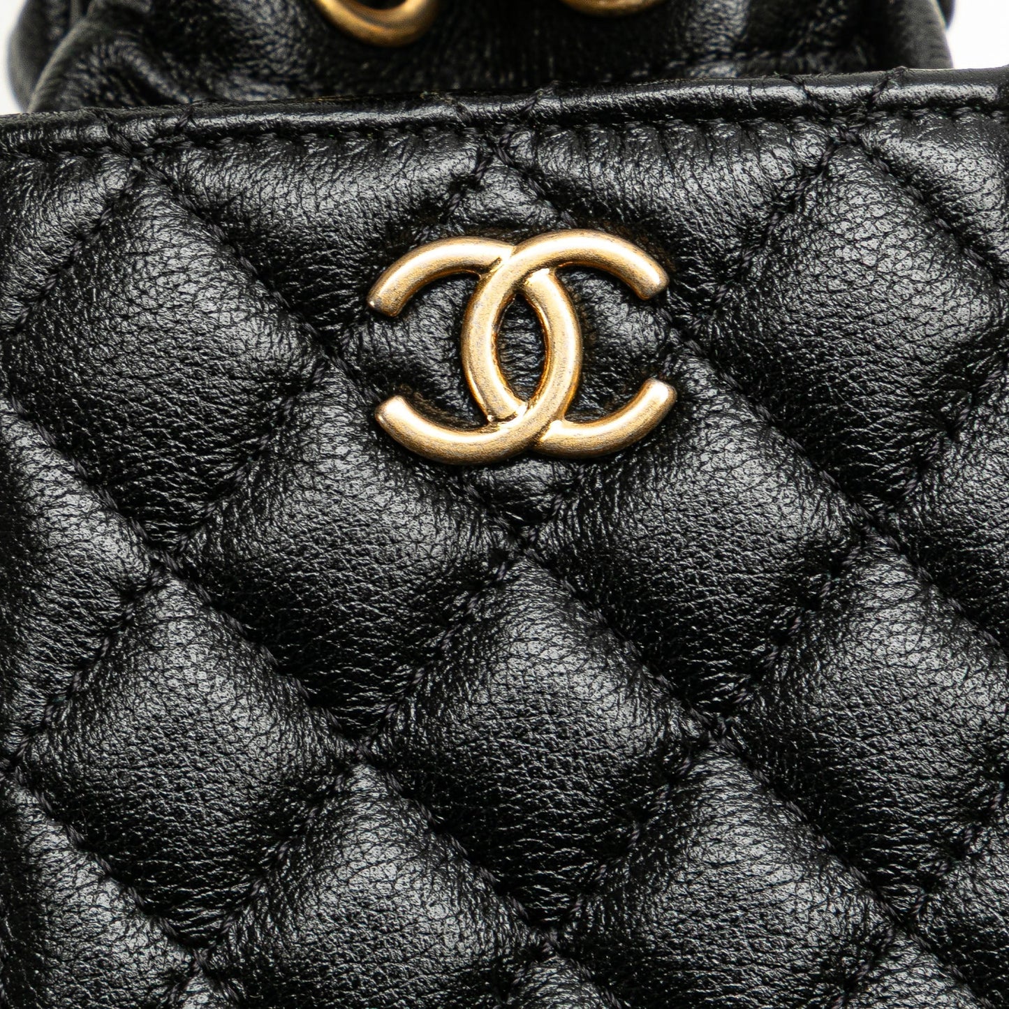 Chanel Mini Quilted Calfskin Drawstring Bucket Bag Black