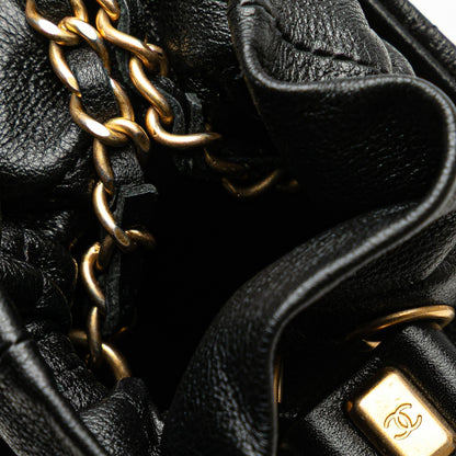 Chanel Mini Quilted Calfskin Drawstring Bucket Bag Black