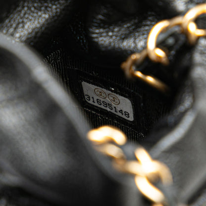 Chanel Mini Quilted Calfskin Drawstring Bucket Bag Black
