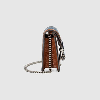 Gucci Dionysus Super Mini Denim Crossbody Bag Dark Blue