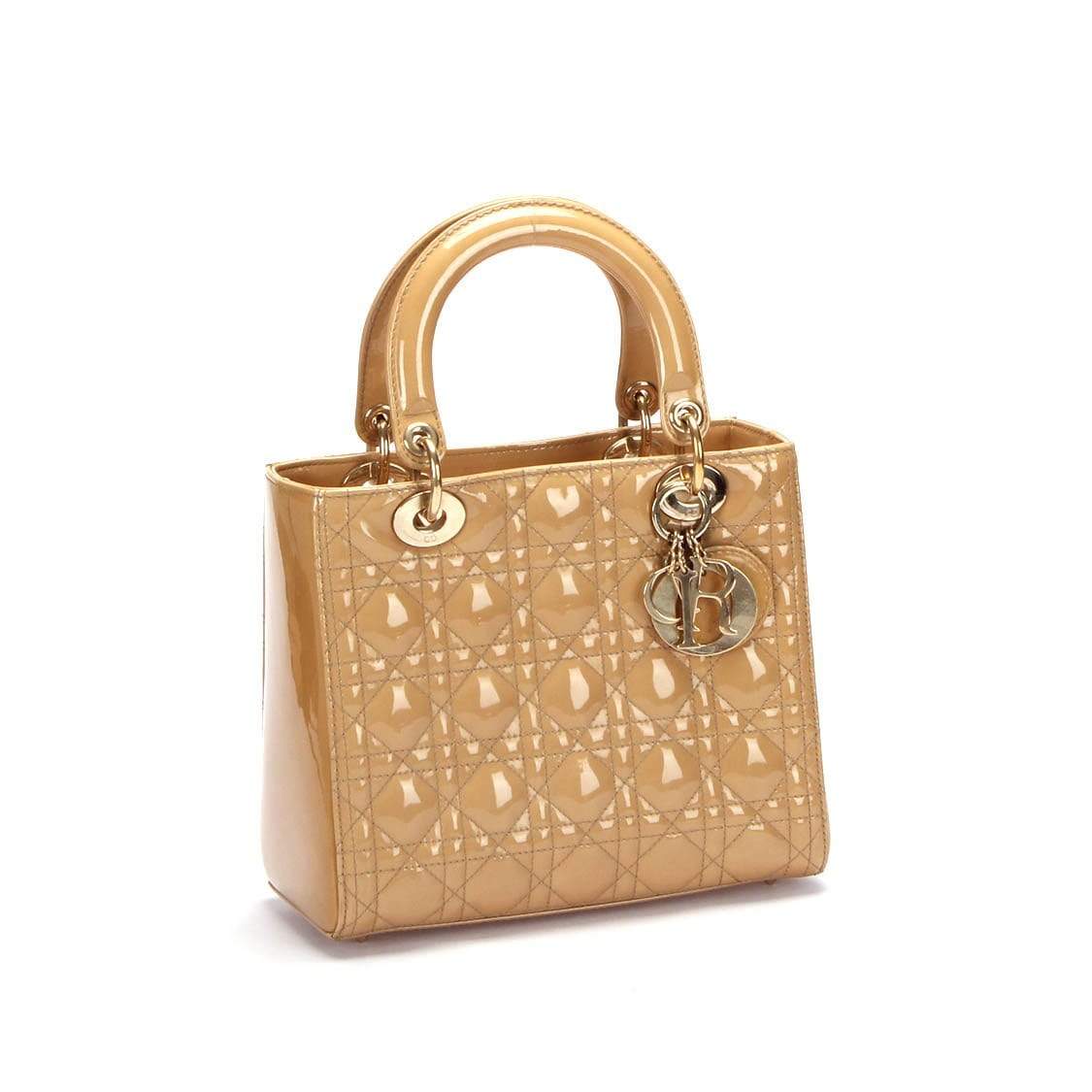 Christian Dior Beige Medium Patent Leather Lady Dior - RCL1179